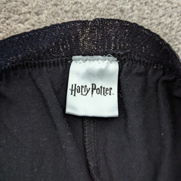 Harry Potter lounge pants black shimmery gold writings youth Large cotton comfy - Picture 3 of 6